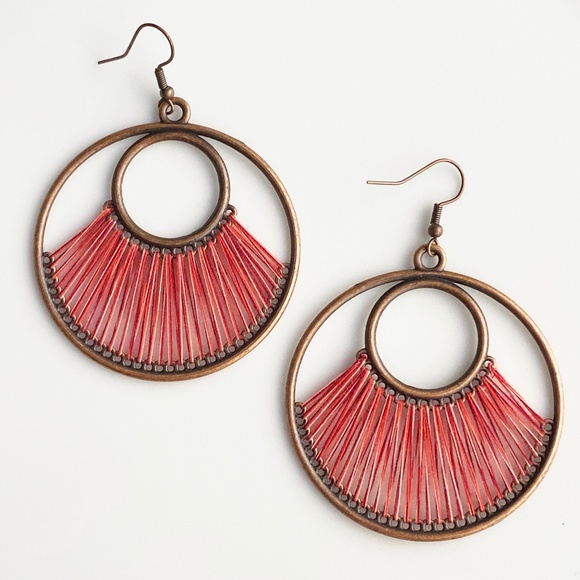 NEW "Dawn" Bronze Earrings (Red) - Picture 1 of 6